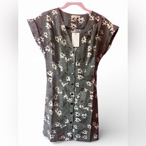 Skies Are Blue Sage Floral Button Dress